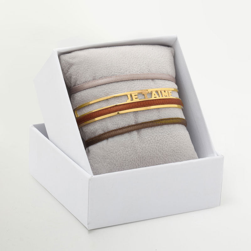 3mm ribbon bangle box I love you