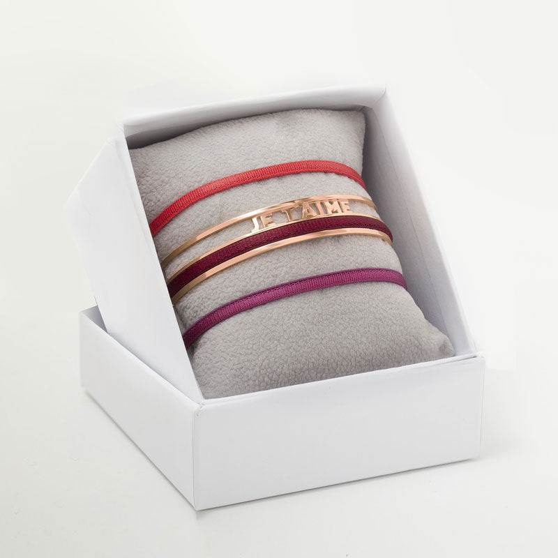 3mm ribbon bangle box I love you