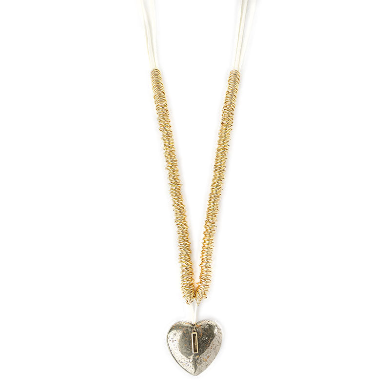 Pyrite Heart Charm Necklace 