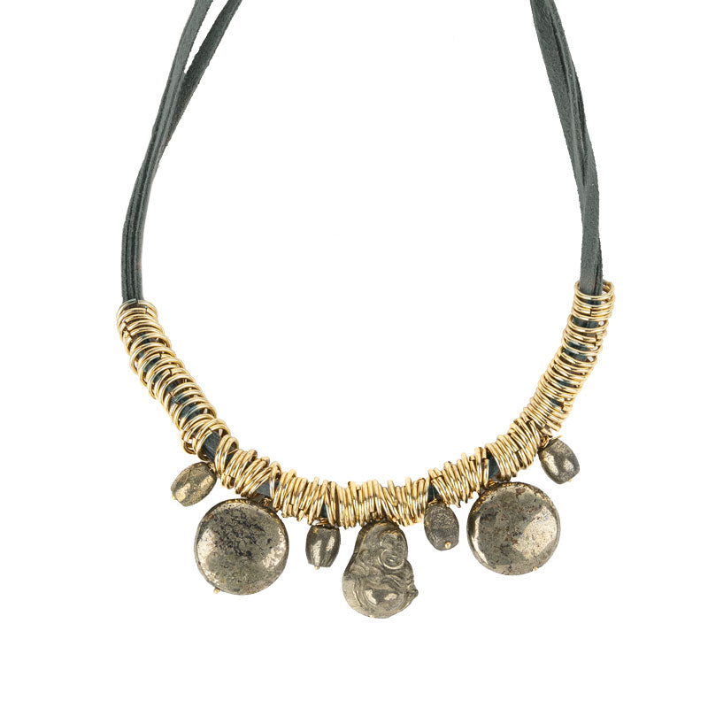 Pyrite Buddha Charm Choker