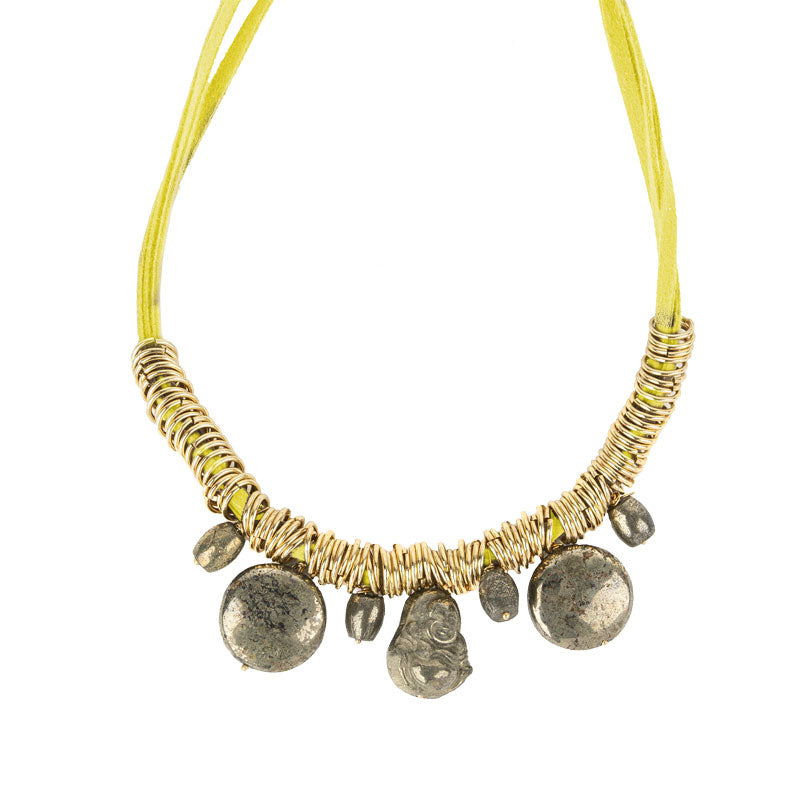 Pyrite Buddha Charm Choker