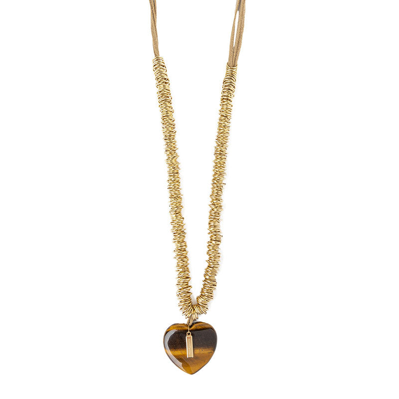 Fine stone heart charm necklace