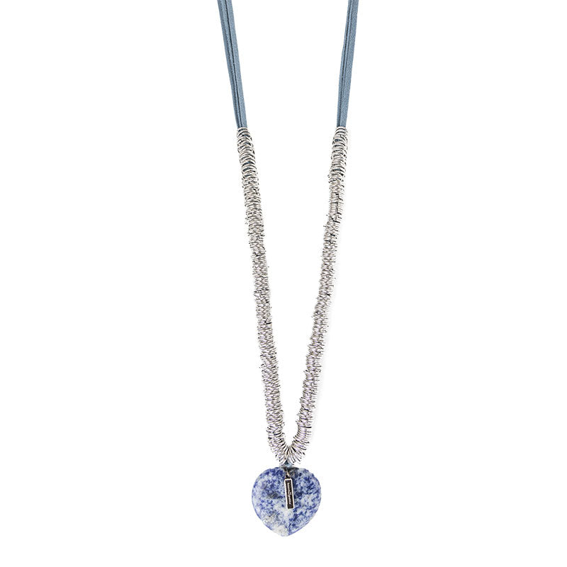 Fine stone heart charm necklace