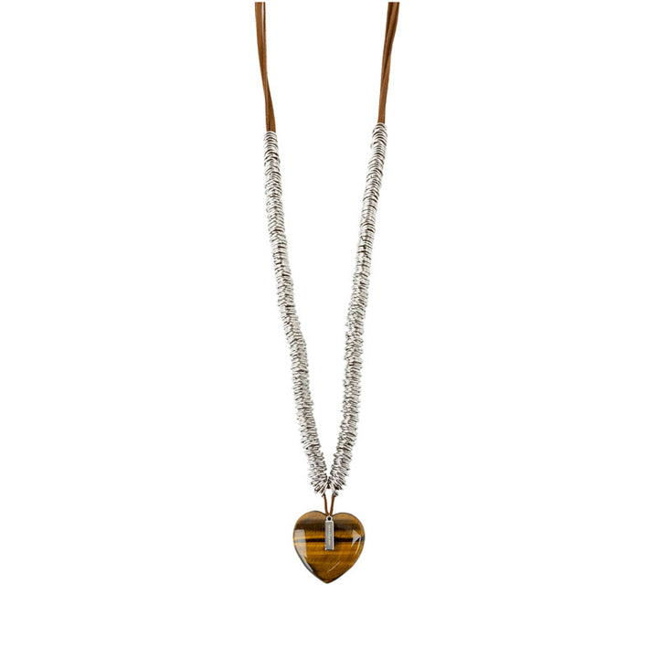 Fine stone heart charm necklace