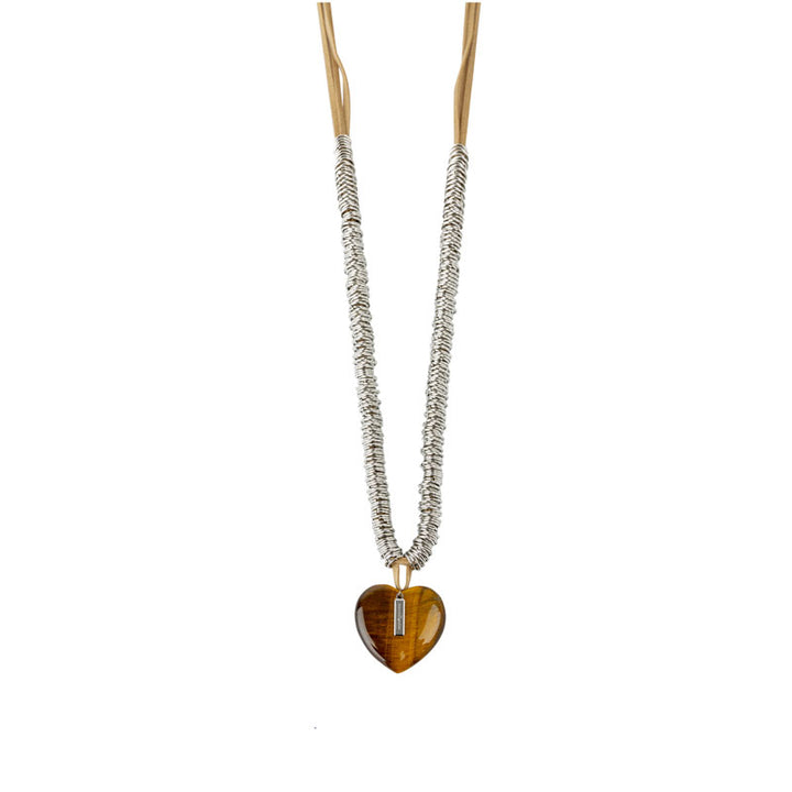 Fine stone heart charm necklace