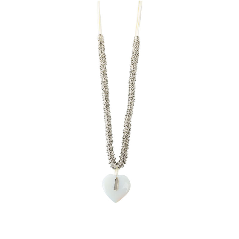 Fine stone heart charm necklace