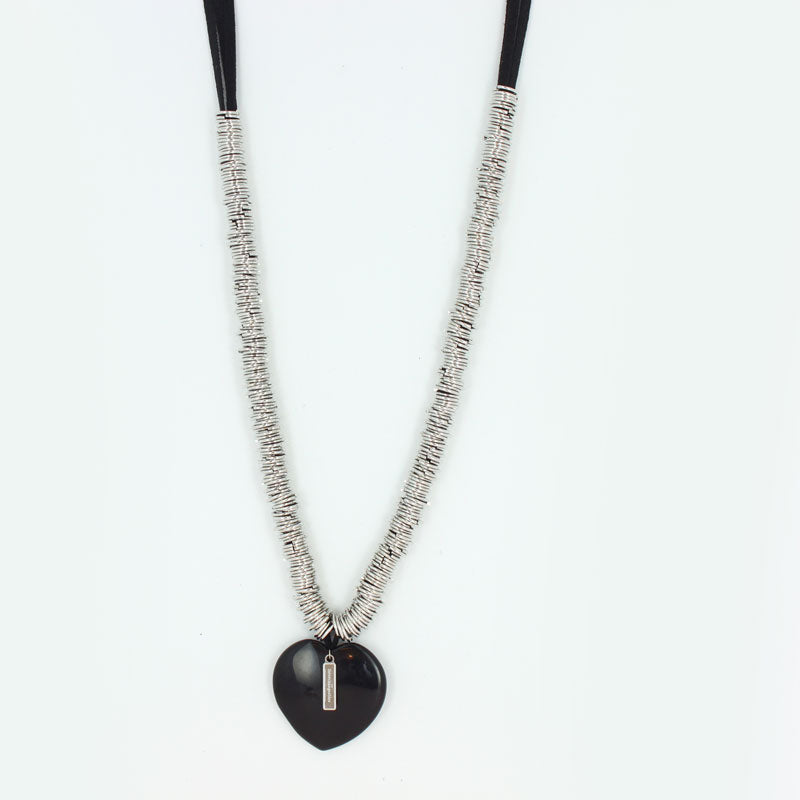 Fine stone heart charm necklace