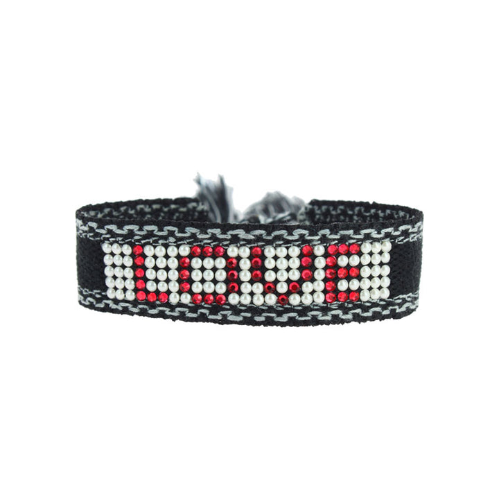 Love cabochon woven bracelet