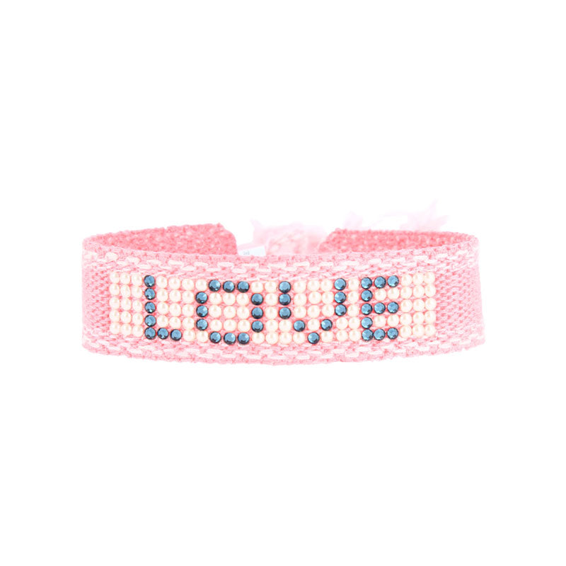 Love cabochon woven bracelet