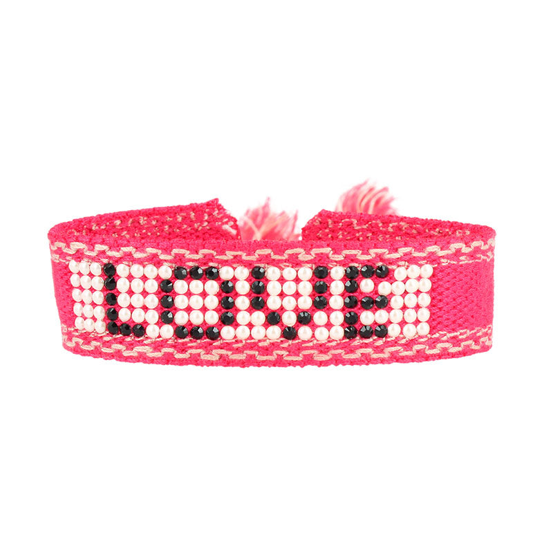 Love cabochon woven bracelet