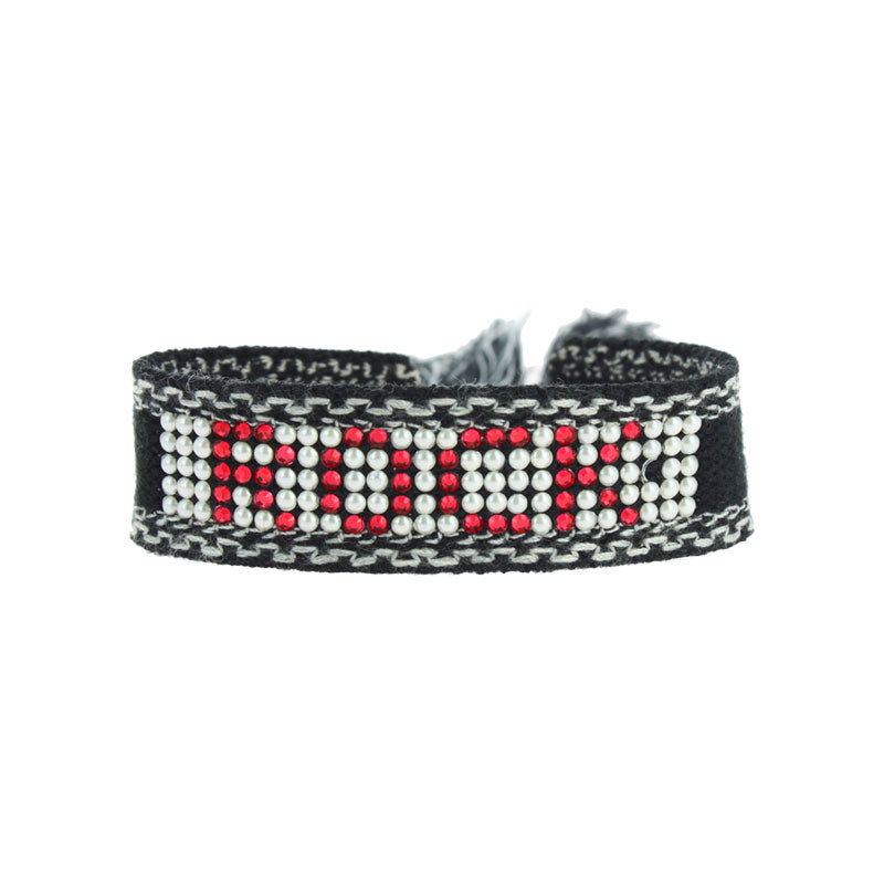 Rock cabochon woven bracelet