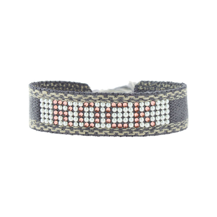 Rock cabochon woven bracelet