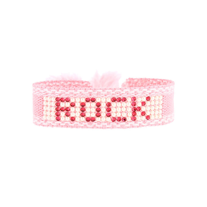 Rock cabochon woven bracelet