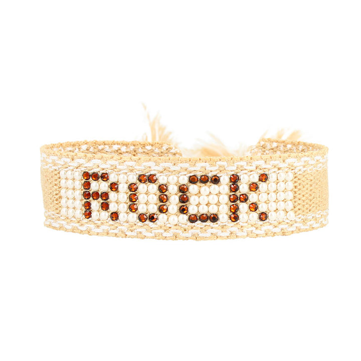 Rock cabochon woven bracelet