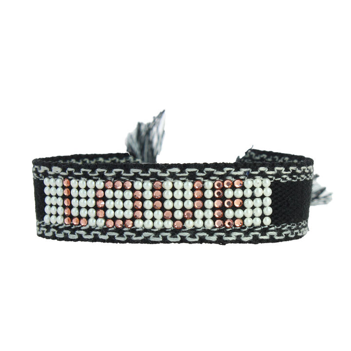 Love cabochon woven bracelet