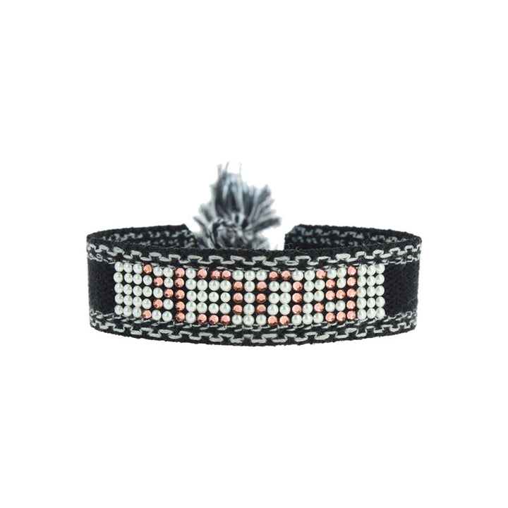 Rock cabochon woven bracelet