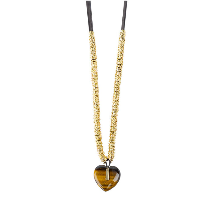 Fine stone heart charm necklace