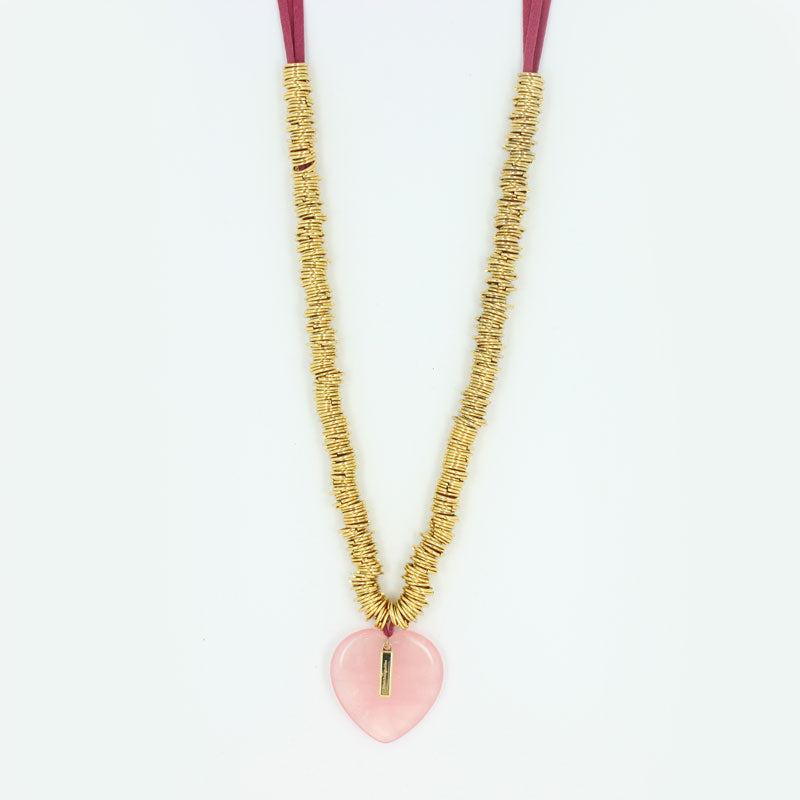 Fine stone heart charm necklace