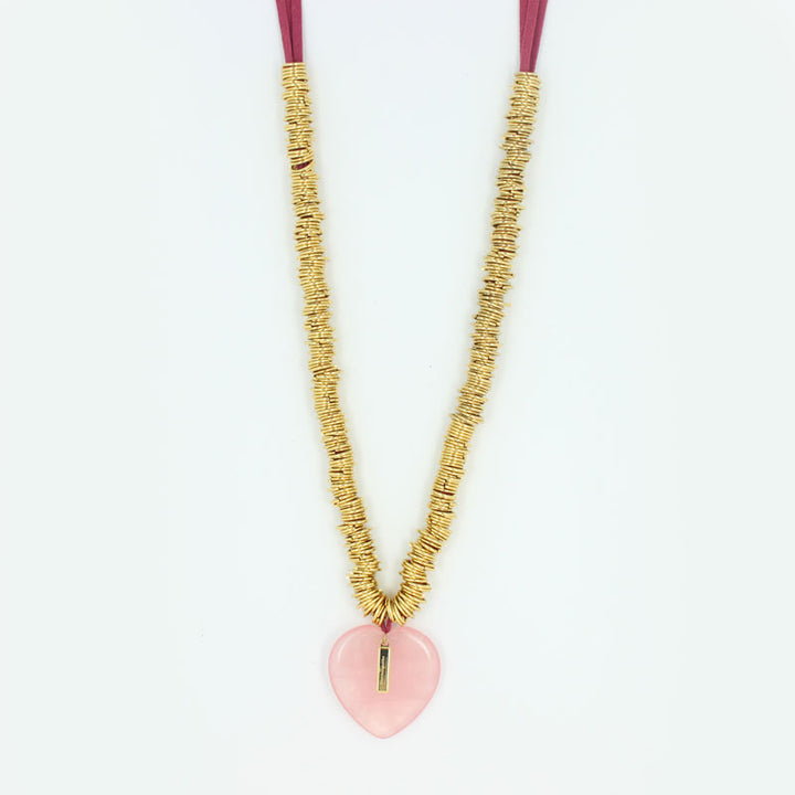 Fine stone heart charm necklace