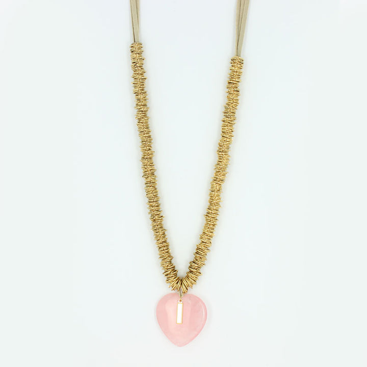 Fine stone heart charm necklace