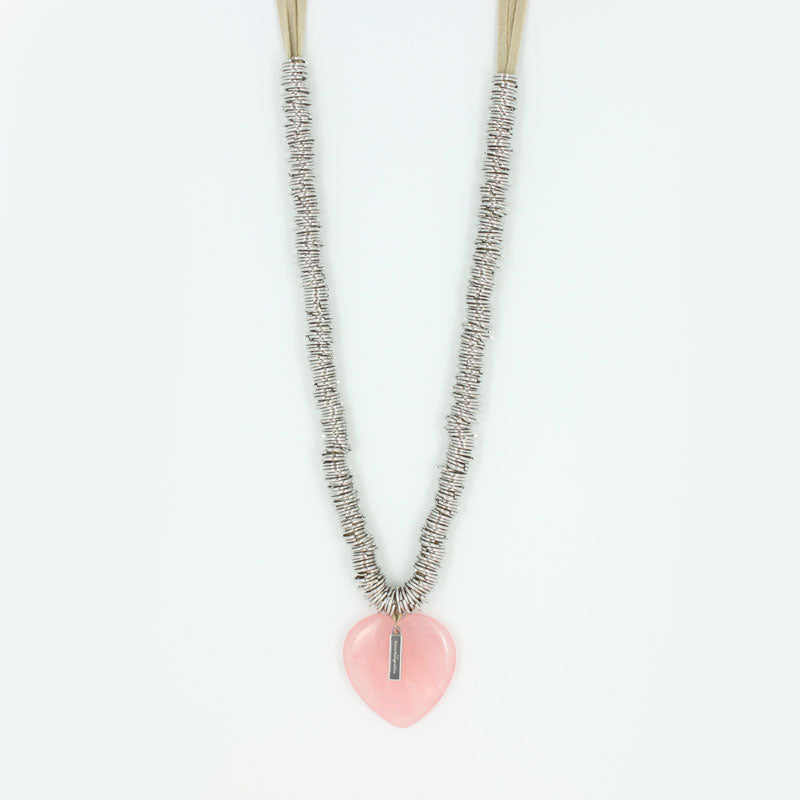 Fine stone heart charm necklace