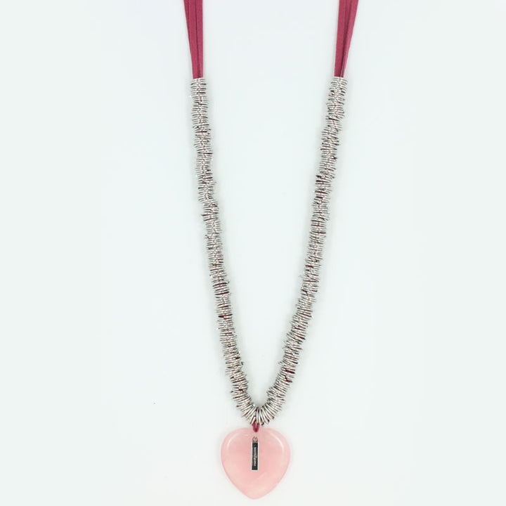 Fine stone heart charm necklace