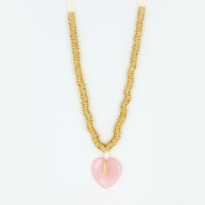 Fine stone heart charm necklace