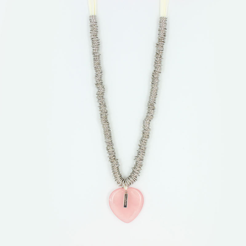 Fine stone heart charm necklace