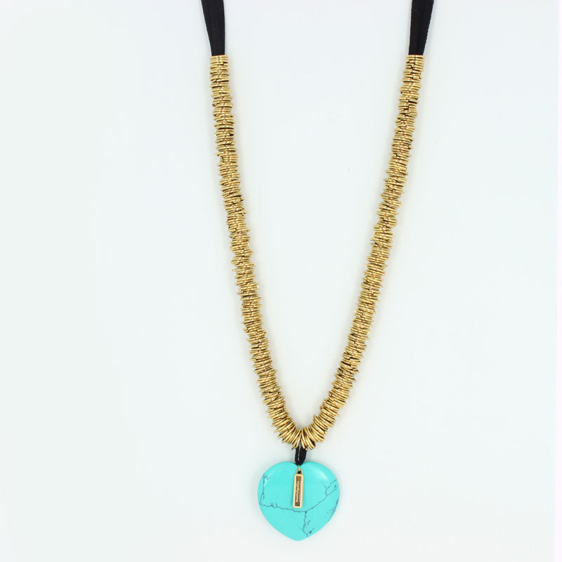 Fine stone heart charm necklace