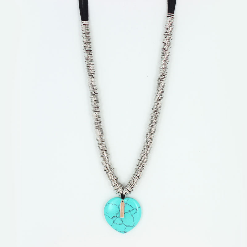 Fine stone heart charm necklace