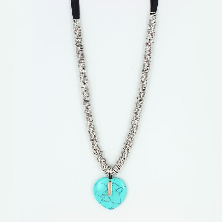 Fine stone heart charm necklace