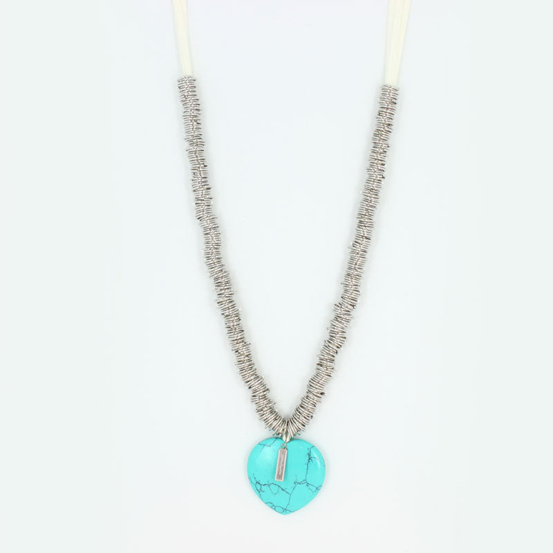 Fine stone heart charm necklace