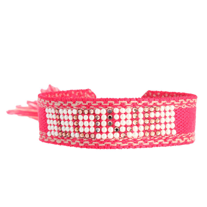 Love cabochon woven bracelet