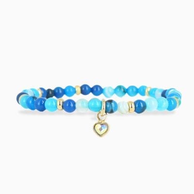 Bracelet Perles Coeur - Bleu 138 - Or Jaune/AB