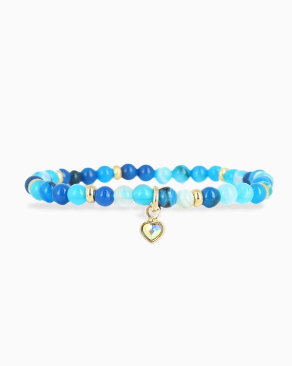 Bracelet Perles Coeur - Bleu 138 - Or Jaune/AB