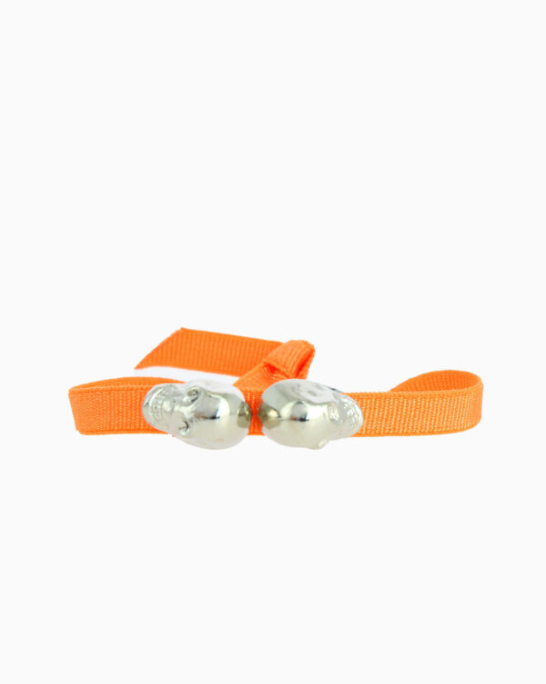 BRACELET DOUBLE TETE DE MORT - Orange 2 - Nickel/Cristal