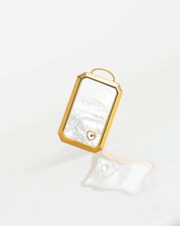 Plaque Rectangle Nacre - Or Jaune - Cristal