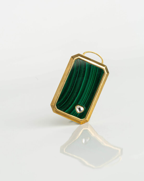 Plaque Rectangle Malachite - Or Jaune - Cristal