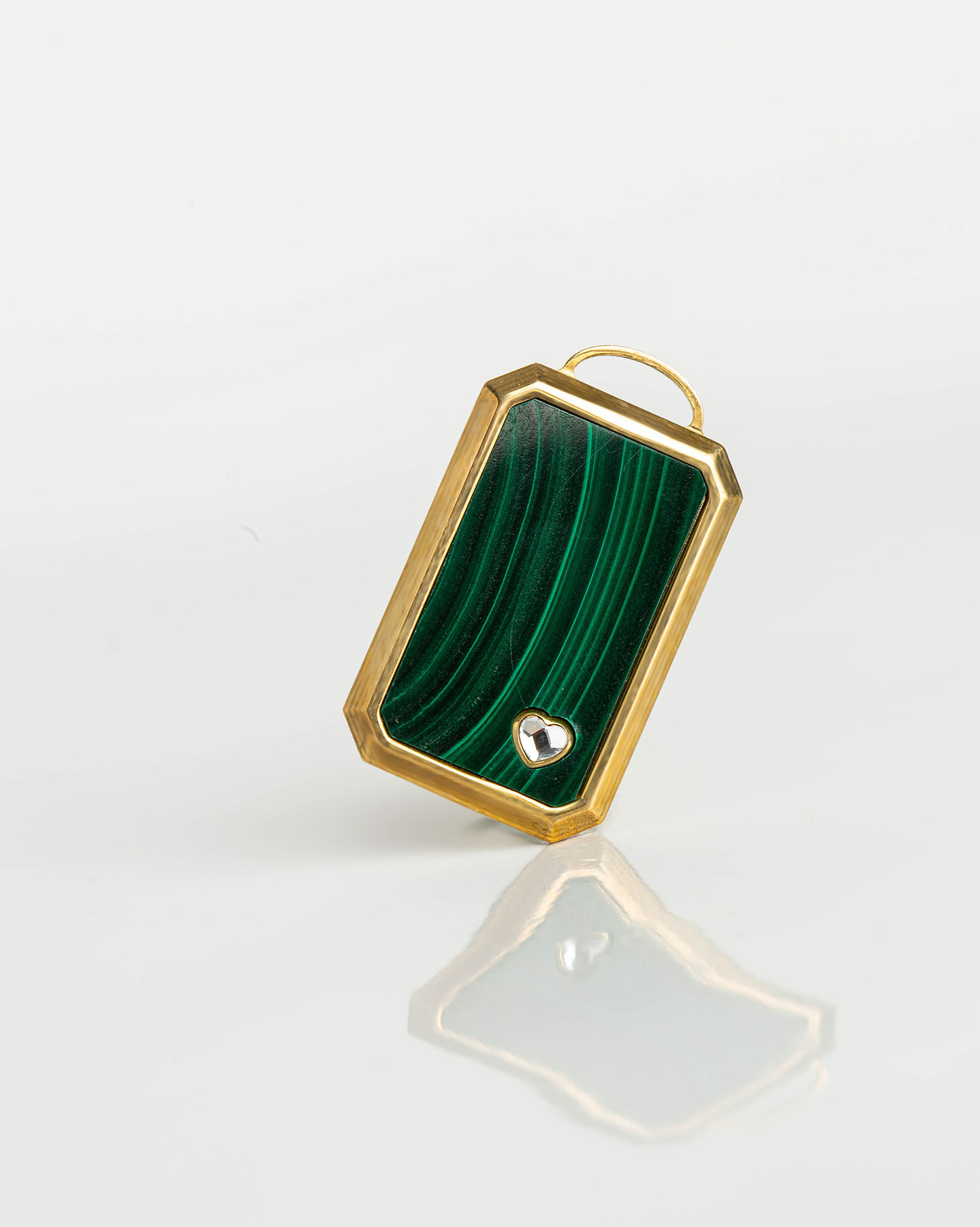 Plaque Rectangle Malachite - Or Jaune - Cristal