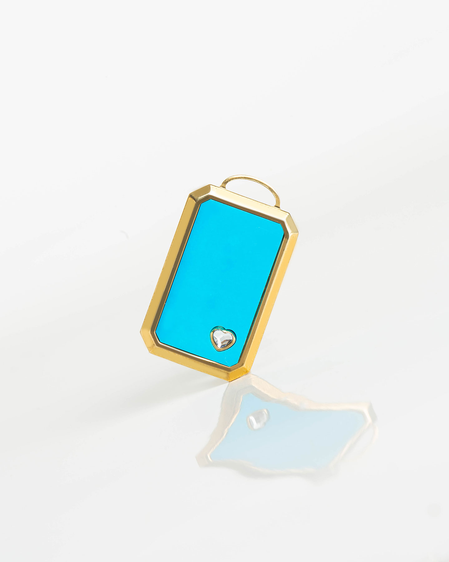 Plaque Rectangle Turquoise - Or Jaune - Cristal