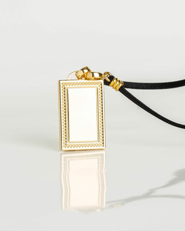 Collier Plaque Engravable-Ruban 42 - Noir - Or Jaune